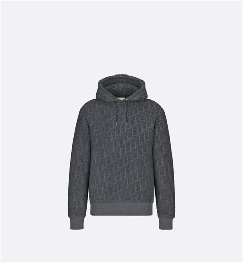 white dior oblique jacquard cotton terry hoodie|DIOR.